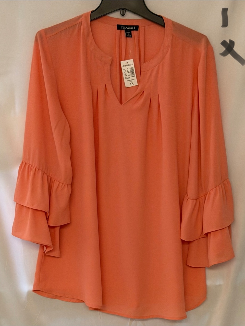Roz & Ali Coral Layered-Ruffle Blouse